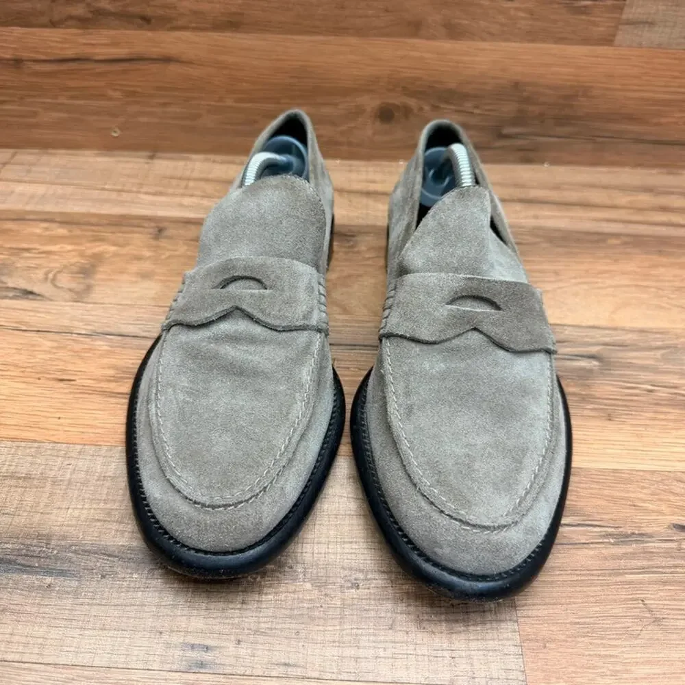 Alumnae Women's 7.5 Eu37.5 Loafers Shoes Suede Olive Green Made In Italy